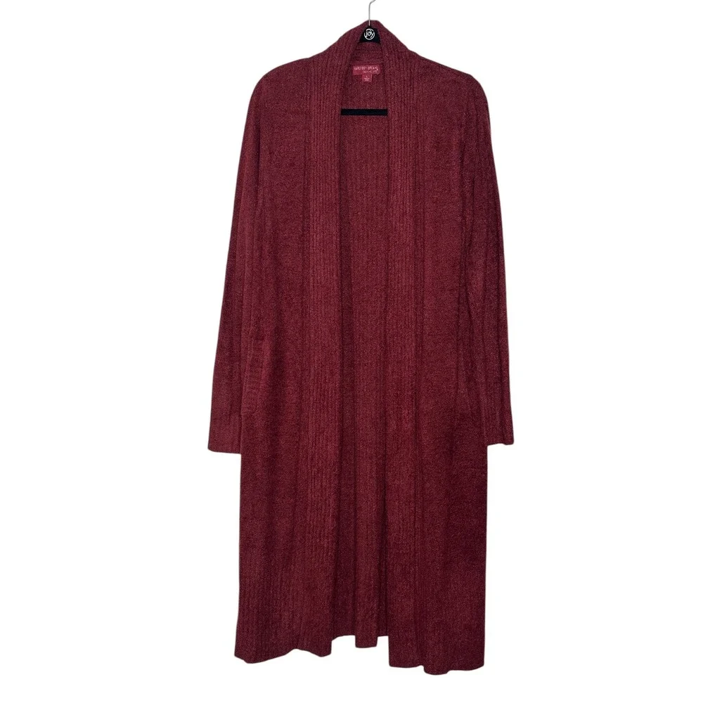 Barefoot Dreams Cardigan Large Burgundy CozyChic Lite Cozy Sweater Fall Winter - Picture 2 of 9
